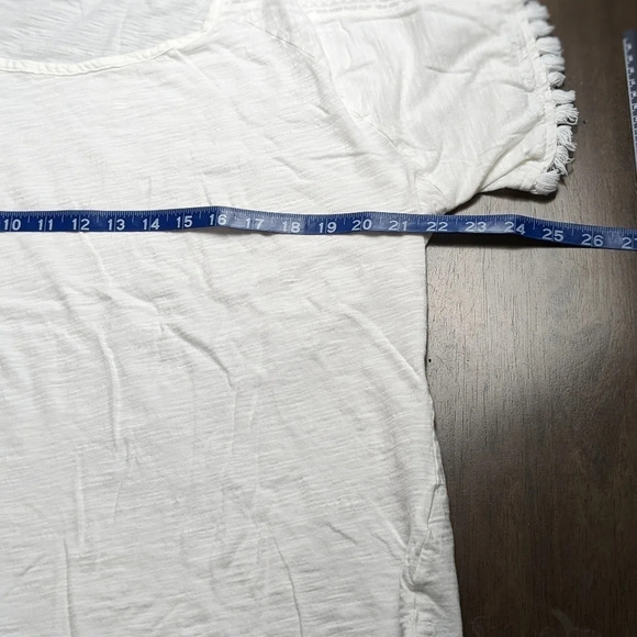 Short sleeved top cream blouse, fringe, XL - Picture 6 of 7